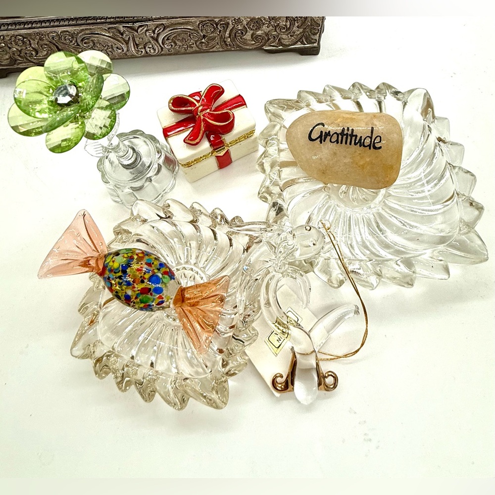 Vintage Grandma Glass Trinket Box Lot